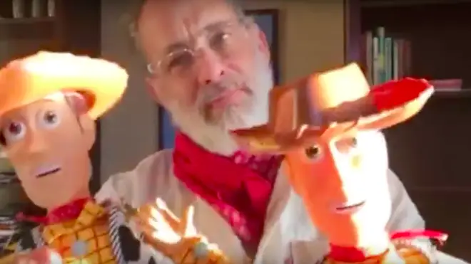 Tom Hanks films a heartwarming video of him personalising Woody dolls for "special" twins