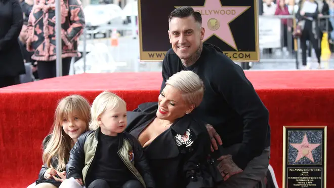 Pink pictured with husband Carey Hart and their two children