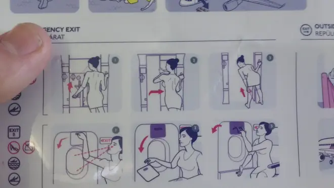 The airline has come under fire for their use of a scantily-clad woman on their safety cards