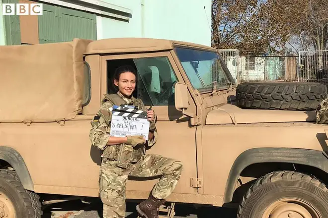 Michelle Keegan on the Our Girl set