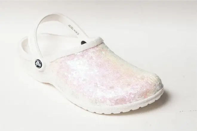 Would you wear Crocs on your wedding day? These are the Starlight Sequin Crystal Iris Crocs