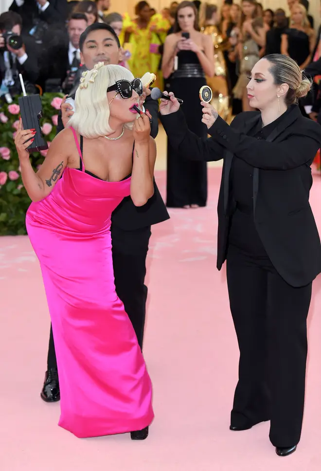 The third Gaga Met Gala look was a hot pink gown