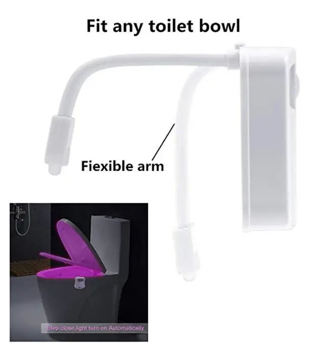 The light clips on to the side of the toilet seat