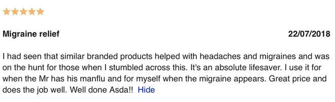 Another happy customer said the product helped with migraines