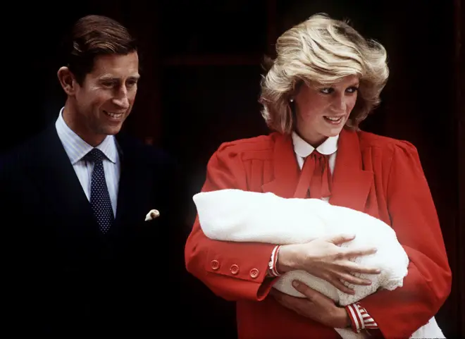 Princess Diana held Prince Harry outside the Lindo Wing