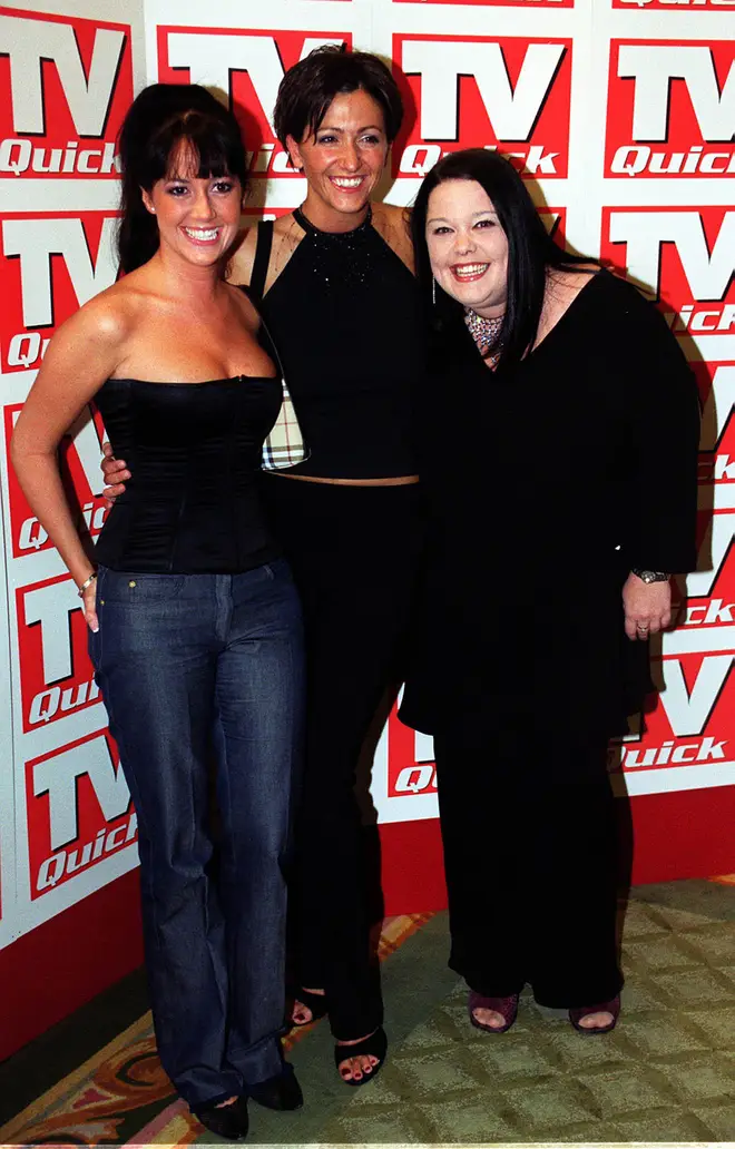 Freya Copeland and her Emmerdale co-stars at the TV Quick Awards in 2000