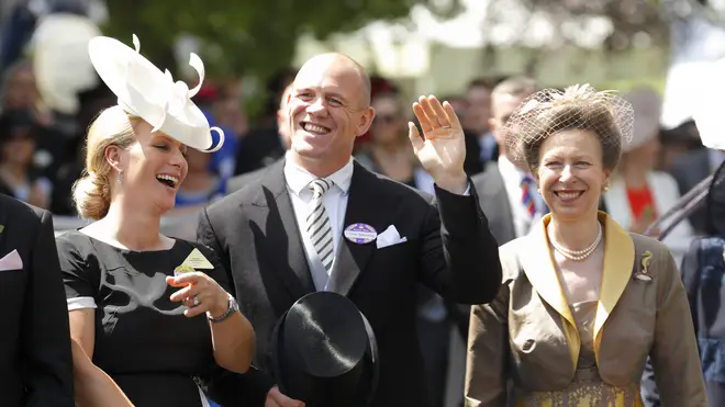 Mike Tindall attends the races with his wife Zara Tindall and his mother-in-law Princess Anne