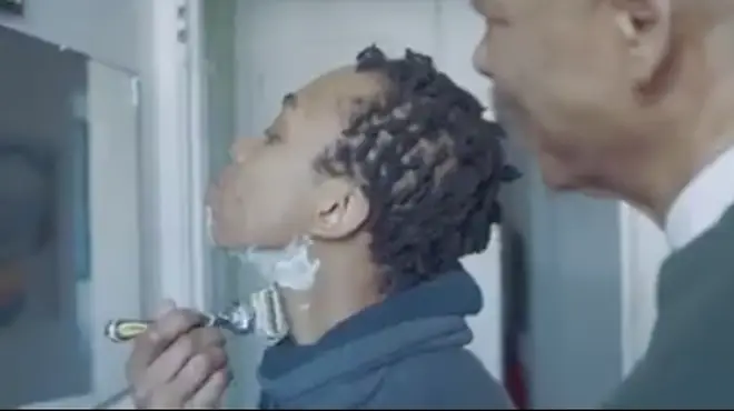 The advert sees Samson, who is transgender, shaving with his dad for the first time