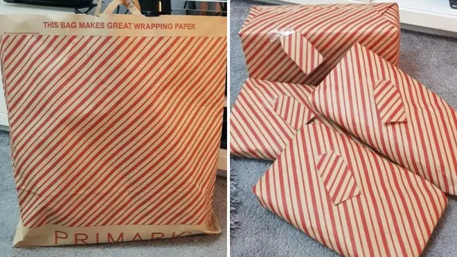 Primark's Christmas shopping bags can be used as wrapping paper