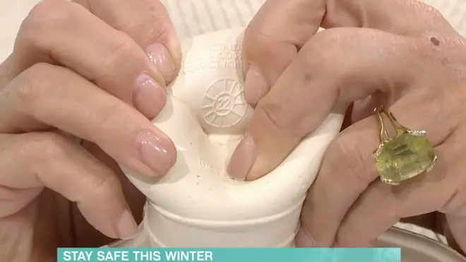 Alice Beer shows This Morning viewers where to find a hot water bottle's date of manufacturing