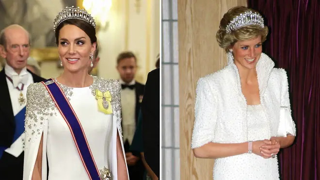Kate Middleton wearing the same tiara as Princess Diana
