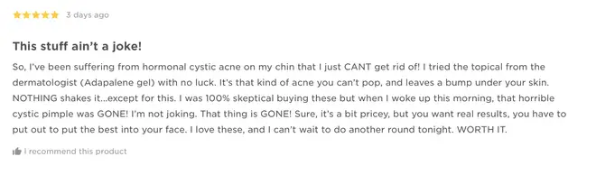 This reviewed suffered from cystic acne on their chin and they've credited these pads with getting rid of them