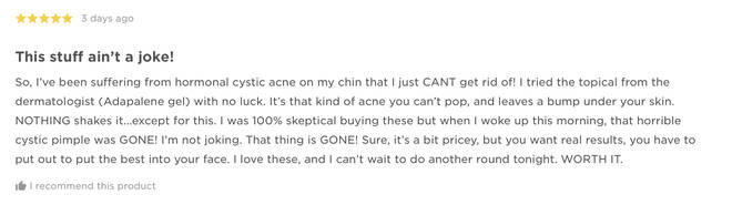 This reviewed suffered from cystic acne on their chin and they've credited these pads with getting rid of them