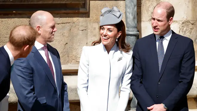 Mike Tindall attends Easter Service at St George's Chapel in Windsor with Prince William, Prince Harry and Kate Middleton