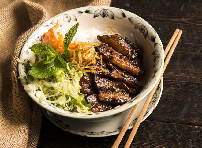 The BBQ Pork and Vermicelli bowl is a relatively healthy option on the menu