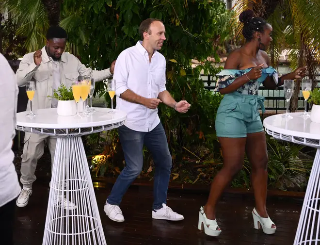 Matt Hancock, Scarlette Douglas and Babatunde Aleshe recreate the 'Candy' dance