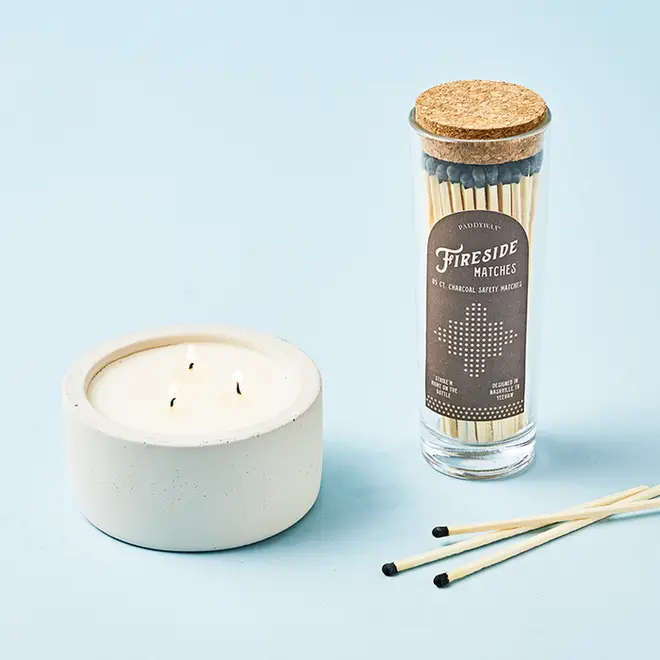 Gentlemen's Hardware Bourbon Cedar Concrete Candle & Safety Match Bundle
