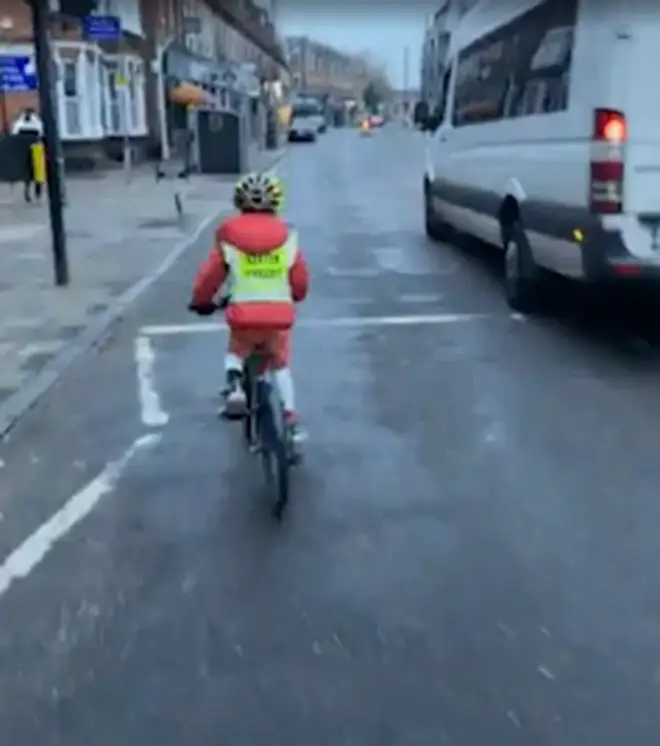 A car has been accused of driving 'dangerously close' to a child cycling on the road