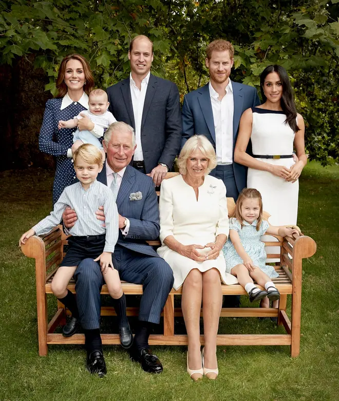 The immediate Royal Family, along with William and Kate's children, Prince George, Princess Charlotte and Prince Louis