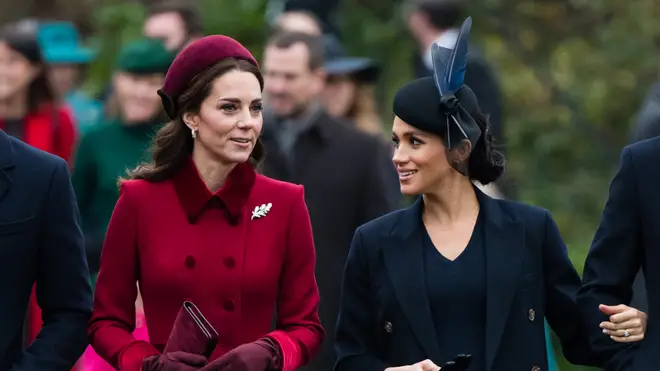 Kate Middleton and Meghan Markle attend church with the rest of the Royal Family on Christmas Day in 2018
