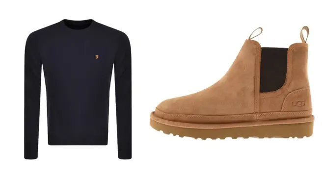 Farah Vintage Tim Sweatshirt Navy & UGG Neumel Chelsea Boots Brown from Mainline Menswear