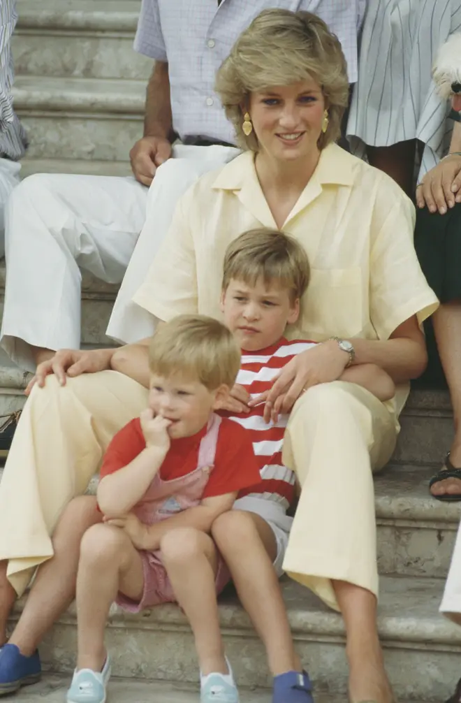 Princess Diana, Prince William and Prince Harry in Spain in 1987