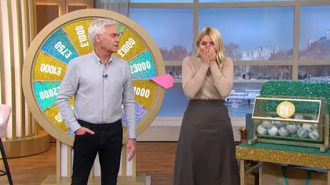 Holly Willoughby is left mortified after she breaks the rules of This Morning's Spin To Win