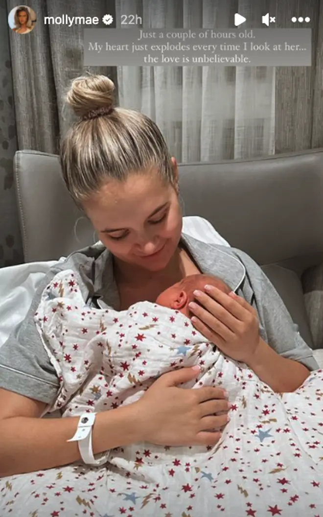 Molly-Mae Hague cuddling her newborn daughter Bambi