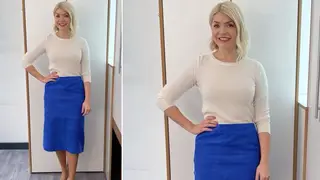 Holly Willoughby is wearing a blue skirt from Jigsaw