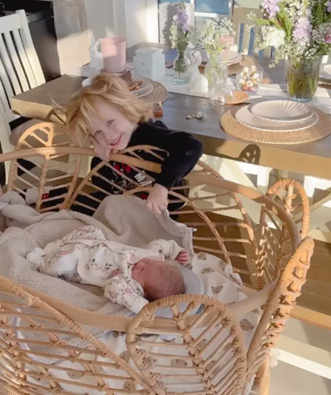Stacey Solomon shares a sweet moment between Rex and his new sister