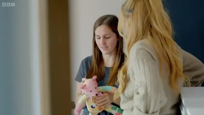Aimee is left in tears as Stacey Solomon reveals the teddy bear made out of the baby chair's material