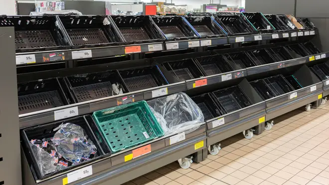 Some shelves are empty in supermarkets