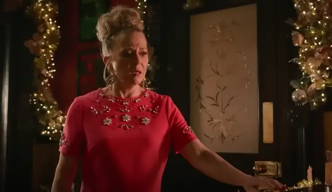 Linda Carter looks shocked in the flash-forward scene from Christmas 2023