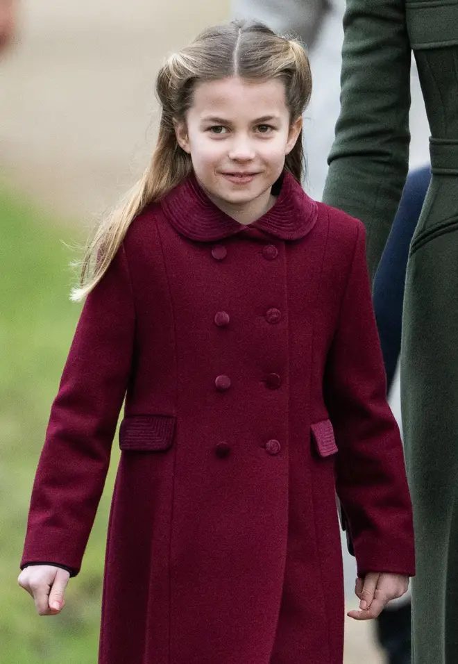 Princess Charlotte attends Christmas Day Service at Sandringham Church with her family, 2022