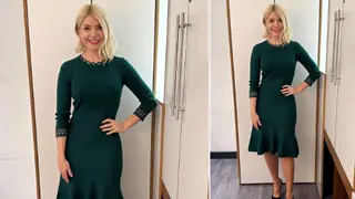 Holly Willoughby is wearing a midi dress from Hobbs