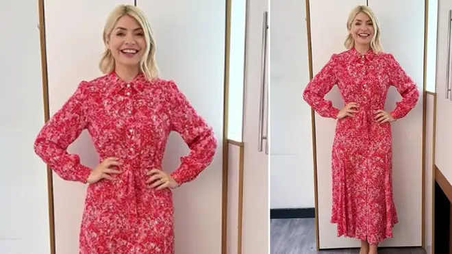 Holly Willoughby is wearing a pink shirt dress from Ro&Zo