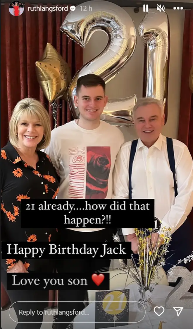 Ruth Langsford and Eamonn Holmes celebrated their son's 21st birthday at home