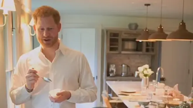 Prince Harry and Meghan Markle chat in their Frogmore Cottage kitchen in their 2022 Netflix documentary