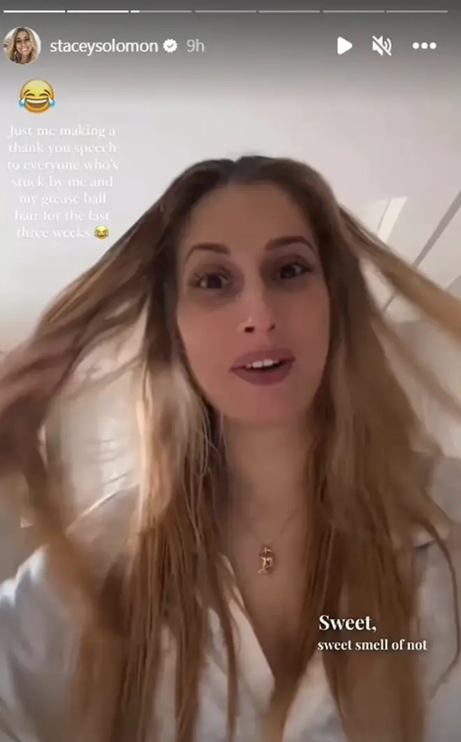 Stacey Solomon said she felt 'emotional' after washing her hair for the first time since giving birth