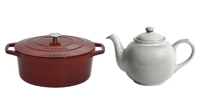 The ProCook Iron Casserole Oval and Oslo Teapot