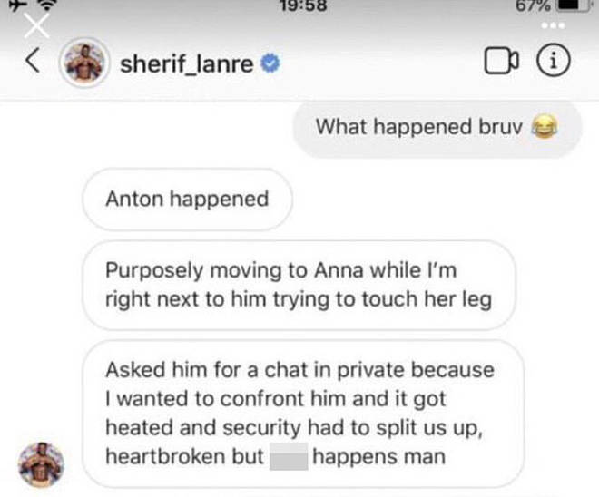 Sherif was booted out of the Love Island villa yesterday