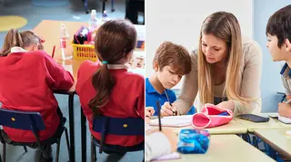 Primary school children and teacher in the classroom