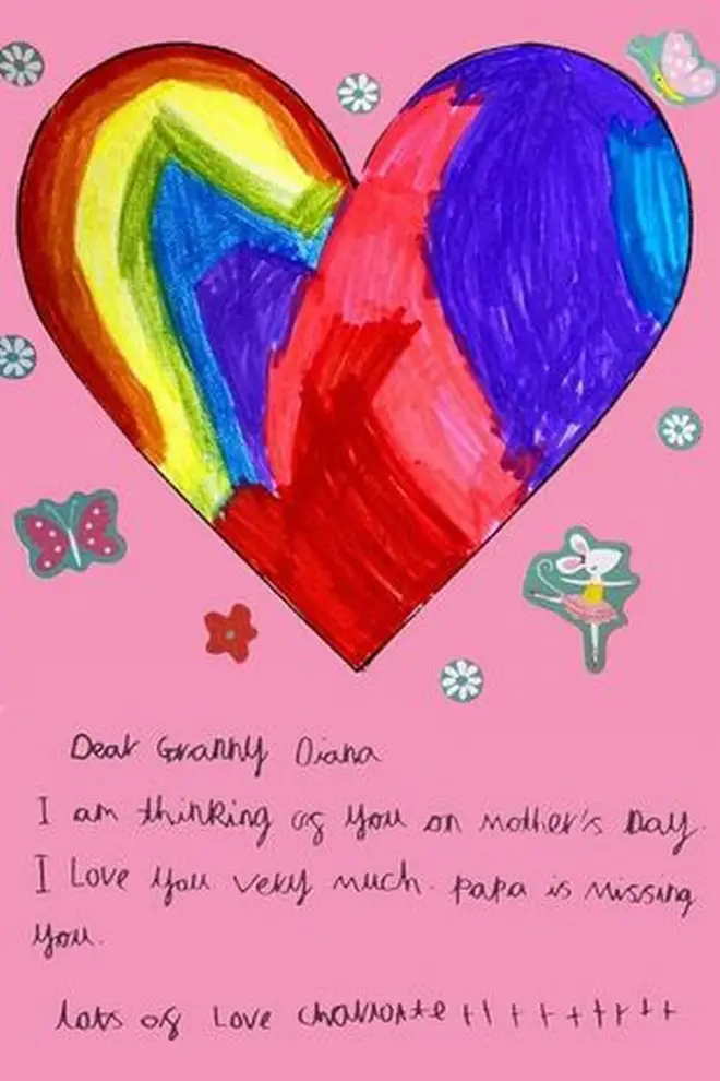 Princess Charlotte wrote this card to Princess Diana on Mother's Day back in 2021