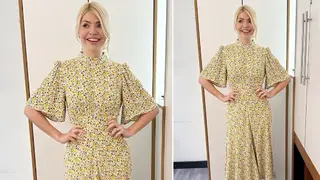Holly Willoughby is wearing a yellow midi dress from Ghost