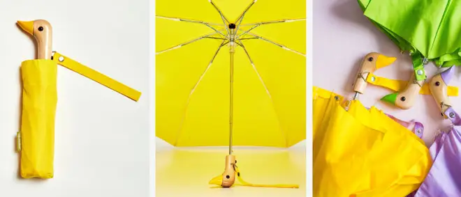 The Yellow Compact Duck Umbrella by Original Duckhead will keep you dry and looking adorable throughout April!
