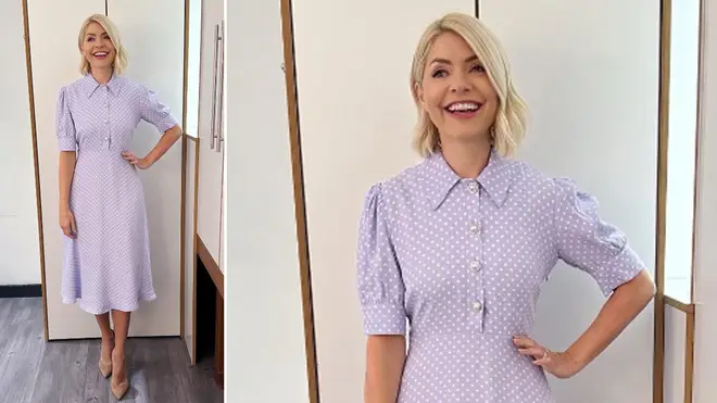 Holly Willoughby is wearing a purple dress