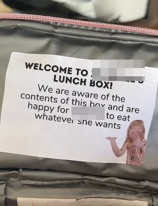 The father-of-three taped a sticky note inside his daughter's lunchbox for teachers to read.