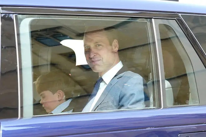 Prince William and Prince Louis are pictured leaving Westminster Abbey following Coronation rehearsals