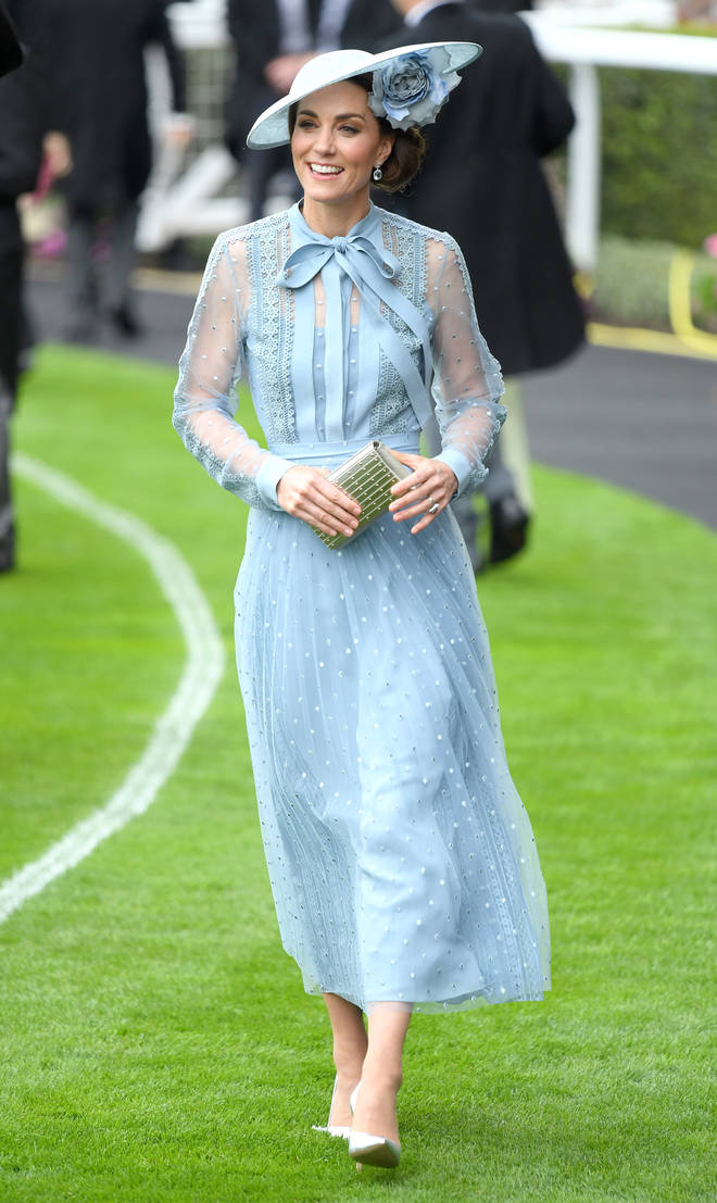 The Duchess of Cambridge, 37, and the rest of the royal family were visions in blue for the event, with the Queen even joining in on the fun