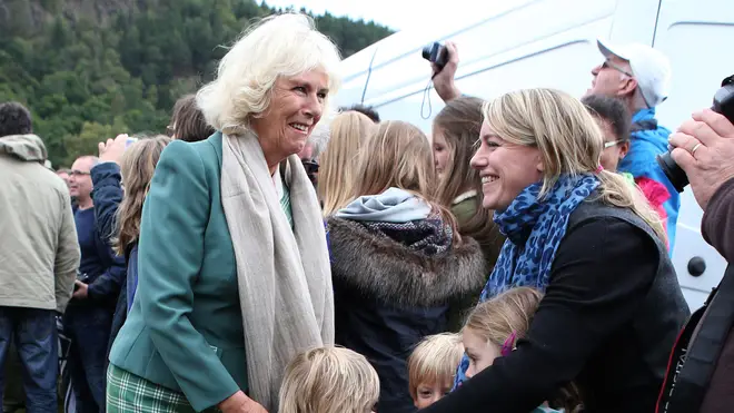 Queen Camilla is pictured with her daughter and grandchildren, 2014
